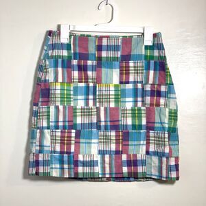 TALBOTS Women's Skirt Multicolor Patchwork Plaid Cotton Lined Preppy Size 4